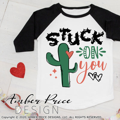 Valentine's day svg cactus svg Stuck on you svg cute Love valentine SVG girl's boys dxf sublimation print png clipart cut file layer Cricut