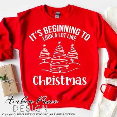 It's beginning to look a lot like Christmas SVG, winter SVG, Festive Christmas tree SVG, Cute Holiday SVG Cricut designs DIY winter shirt craft, DIY silhouette projects vector files for home decor. Sign Stencil for Silhouette SVG SVG Files for Cricut Project Ideas Simply Crafty SVG Bundles Vector | Amber Price Design