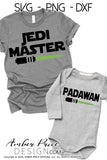 Jedi Master SVG, Make your own funny Star wars shirts for father and son with my unique Padawan SVG, unique light saber Star Wars SVG cut file vectors for cricut or silhouette cameo project files. DXF & PNG sublimation file included Cricut SVG Files for Cricut Project Ideas SVG Bundles Design Bundles | Amber Price Design