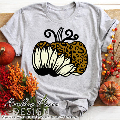 Sunflower Pumpkin SVG, Leopard print pumpkin SVG, Pumpkin Patch SVG Fall SVG, DIY women's Fall t-shirt SVG, October SVG cut file for cricut, silhouette DXF & PNG also. Cute Unique sublimation file. Cricut SVG Silhouette Files for Cricut Project Ideas, Simply Crafty SVG Bundles Design Bundles, Vectors | Amber Price Design