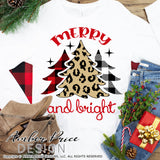 Merry and bright SVG, Leopard print Christmas tree shirt DIY cut file for cricut, silhouette Winter SVG, buffalo check plaid svg winter SVG DXF and PNG version also included. Cute and Unique sublimation file. Silhouette Files for Cricut Project Ideas Simply Crafty SVG Bundles Design Bundles Vectors | Amber Price Design