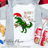 Merry Rexmas SVG, Christmas Dinosaur SVG, Kid's Christmas shirt SVG, T-Rex with Christmas lights SVGs cut files for cricut, Winter shirt designs DXF & PNG included. Cute & Unique sublimation file. Silhouette downloadable File for Cricut Project Ideas Simply Crafty SVG Bundles Design Bundles, Vector | Amber Price Design