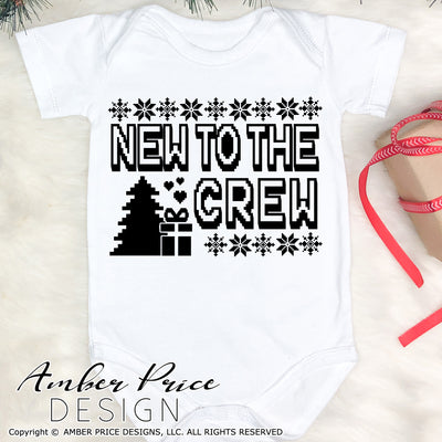 Check out our unique Christmas themed new to the crew SVG for your new baby onesie! Our SVGs are great for making your own baby shower gift! Gender neutral New to the crew SVG boy! Cute sublimation file. Cricut SVG Silhouette SVG Files. Cricut Project Ideas Simply Crafty SVG Design Bundles, Vectors | Amber Price Design