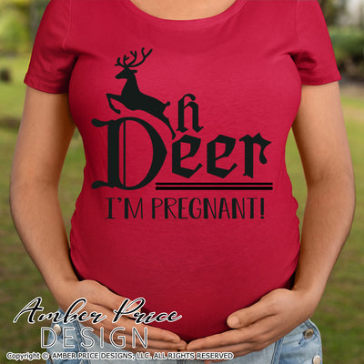 Oh Deer I'm Pregnant SVG Christmas Maternity SVG for winter! Cute DIY Christmas Pregnancy reveal SVG files for all your Maternity shirt projects! Announce your pregnancy with our creative infertility warrior design! Our Pregnancy Announcement SVG is PERFECT for your pregnancy crafts! PNG DXF | Amber Price Design bundle