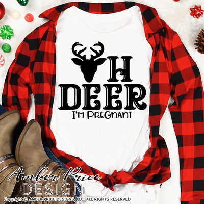 Oh Deer I'm Pregnant SVG Christmas Maternity SVG for winter! Cute DIY Christmas Pregnancy reveal SVG files for all your Maternity shirt projects! Announce your pregnancy with our creative infertility warrior design! Our Pregnancy Announcement SVG is PERFECT for your pregnancy crafts! PNG DXF | Amber Price Design bundle