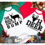 Couple's Christmas Maternity SVGs, Oh deer I'm pregnant SVG, The buck behind the bump SVG, Husband and wife SVGs His & Hers Christmas Pregnancy reveal Maternity shirt svgs! Announce you're expecting twins shirt design for winter! Pregnancy Announcement SVG is PERFECT for your pregnancy craft PNG DXF Amber Price Design