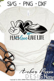 Peace love lake life svg png dxf ski boat clipart