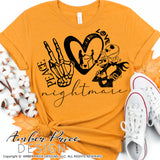 Peace Love Nightmare SVG Jack Skellington SVG, Funny Halloween SVG cut file. Cricut, silhouette, before Christmas SVG Jack Skeleton Halloween shirt SVG. Vector for Fall and Autumn. Women's Fall Halloween shirt DXF PNG version also included. EPS by request. Cute and Unique sublimation PNG file. From Amber Price Design