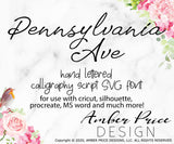 Handwritten cursive font, long Hand lettered script font svg, script font svg font, cricut font, silhouette font, hand lettered script font, download font, instant download, procreate font, digital download, font design, fonts for cricut, fonts for silhouette, dxf font, otf fonts for procreate | Amber Price Design
