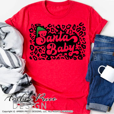 Santa Baby SVG, leopard print SVG, Retro Christmas SVG, Winter svg, vintage Santa SVG, cute DIY boho christmas ornament SVGs winter shirt craft, DIY Cricut and silhouette projects vector files, for home decor. SVG Silhouette SVG SVG Files for Cricut Project Ideas Simply Crafty SVG Bundles Vector | Amber Price Design