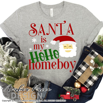 Santa is my HO HO Homeboy SVG Funny Kid's Christmas SVG Funny Christmas SVG, Cute Christmas shirt svg file, Christmas ornament SVG for DIY winter shirt craft, DIY silhouette projects vector files for home decor. SVG Silhouette SVG SVG Files for Cricut Project Ideas Simply Crafty SVG Bundles Vector | Amber Price Design