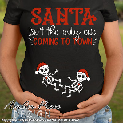 Santa isn't the only one coming to town SVG Christmas Maternity SVG for Twin Cute DIY Christmas Pregnancy reveal SVG file for all your DIY Maternity shirt! Announce you're expecting with our creative pregnancy shirt design! Our Pregnancy Announcement SVG is PERFECT for your pregnancy craft! PNG DXF | Amber Price Design