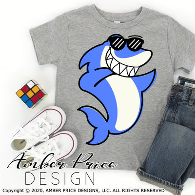 Cool Shark SVG Boy's shark svg clipart cute kid toddler girl's shark sunglasses svg png dxf kids shirt design cut file cricut silhouette