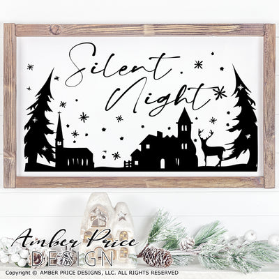 Silent Night SVG, Christmas Nativity Scene SVG, Christian Christmas svg design, Cute Christmas ornament SVG, Jesus is the reason SVGs, winter shirt craft, DIY silhouette projects vector files for home decor. SVG Silhouette SVG SVG Files for Cricut Project Ideas Simply Crafty SVG Bundles Vector | Amber Price Design