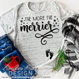 The more the merrier SVG Christmas Maternity SVG for winter! Cute Christmas Pregnancy reveal SVG file for your Maternity shirt project! Announce you're expecting with our creative twin pregnancy shirt design for winter! My Pregnancy Announcement SVG is PERFECT for your pregnancy craft PNG DXF | Amber Price Design