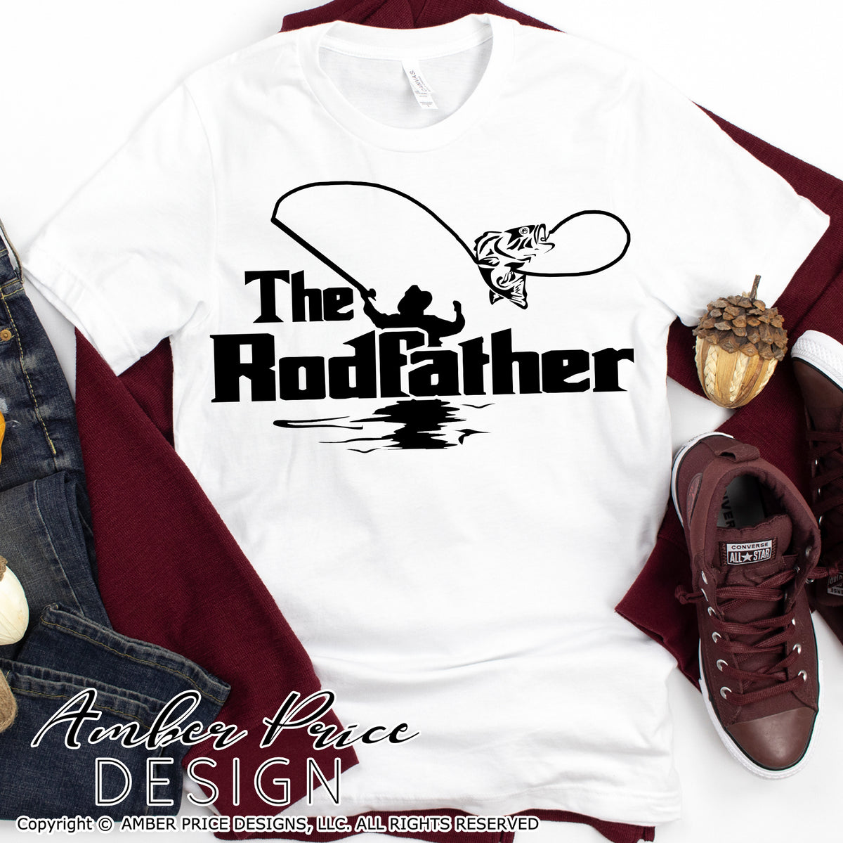 The Rodfather SVG PNG DXF Men's fishing design
