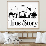 True Story SVG, Christmas Nativity Scene SVG, Christmas svg, Christian Christmas SVGs, Cute Christmas ornament SVG, Jesus is the reason SVGs, winter shirt craft, DIY silhouette projects vector files for home decor. SVG Silhouette SVG Files for Cricut Project Ideas Simply Crafty SVG Bundles Vector | Amber Price Design