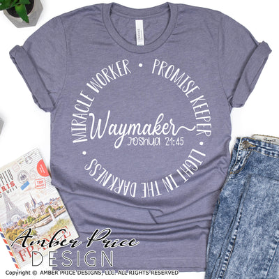 Waymaker SVG, way maker svg, miracle worker promise keeper light in the darkness svg, Joshua 24:15 svg, bible verse svg, scripture svg, christian svg, shirt design, Cricut cut file, silhouette, sublimation printable, hand lettered, png, dxf