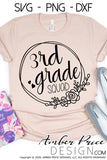 3rd grade squad SVG, back to school shirt SVG, last day of school cut file for cricut, silhouette, third grade SVG, 3rd grade teacher SVG. Custom school grade Vector for going into3rd grade. New 3rd grader SVG DXF and PNG version also included. EPS by request. Cute and Unique sublimation file. From Amber Price Design