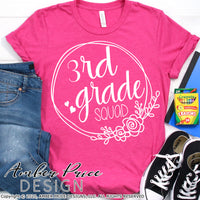 3rd grade squad SVG, back to school shirt SVG, last day of school cut file for cricut, silhouette, third grade SVG, 3rd grade teacher SVG. Custom school grade Vector for going into3rd grade. New 3rd grader SVG DXF and PNG version also included. EPS by request. Cute and Unique sublimation file. From Amber Price Design