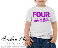 I'm four hear me rawr svg, 4th birthday svg, fourth birthday, dinosaur shirt design, cut file, dxf, png, svg, dinosaur birthday svg