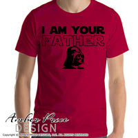 I am your father SVG, Make your own funny Star wars Dad shirt for father's day gift for him with my unique Darth Vader Star Wars SVG cut file vector for cricut or silhouette cameo project files. DXF & PNG sublimation file included Cricut SVG Files for Cricut Project Ideas SVG Bundles Design Bundles | Amber Price Design