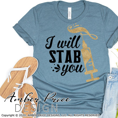 I will stab you svg png dxf floral needle