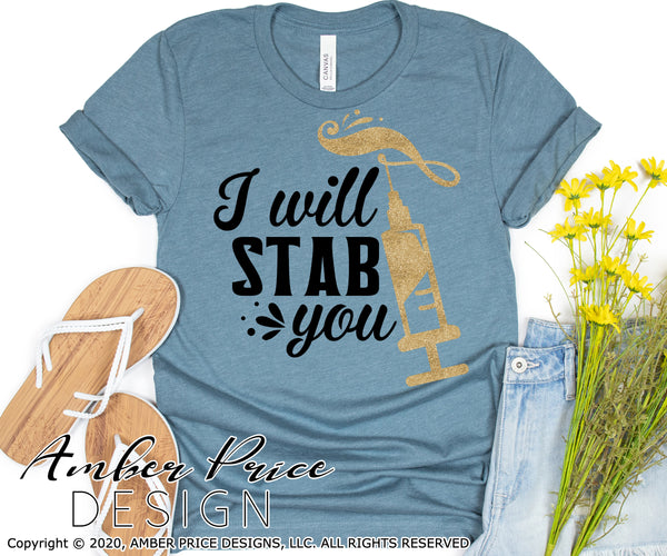 I will stab you svg png dxf floral needle