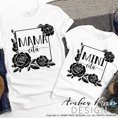 Floral Mamacita Minicita SVGs Matching Mom and Daughter SVG PNG DXF Mama cita svg mini cita svg matching svg mom and baby svg floral frame svg cut file cricut silhouette sublimation screen print shirt design amber price design