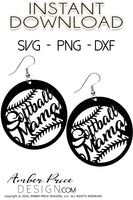 Softball Mama Earrings SVG, Softball Mom SVG, DIY earring cut file for cricut, leather earrings svgs, downloads, silhouette, glow forge, digital cut file for vinyl cutting machines. Includes 1 zipped folder containing each SVG, DXF, and PNG file. This is a High Res file, at full 300 dpi resolution | Amber Price Design