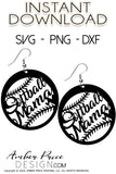 Softball Mama Earrings SVG, Softball Mom SVG, DIY earring cut file for cricut, leather earrings svgs, downloads, silhouette, glow forge, digital cut file for vinyl cutting machines. Includes 1 zipped folder containing each SVG, DXF, and PNG file. This is a High Res file, at full 300 dpi resolution | Amber Price Design