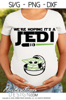 We're hoping it's a jedi SVG. Make your own Star wars pregnancy announcement shirt with my cute & unique baby yoda Star Wars maternity SVG cut file vector for cricut and silhouette cameo files. DXF & PNG sublimation file included. Cricut SVG Files for Cricut Project Ideas SVG Bundles Design Bundles | Amber Price Design