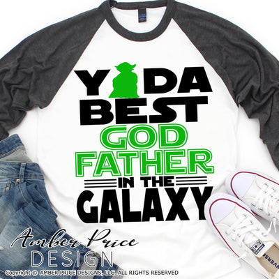 Yoda Best Godfather in the galaxy SVG, Make your own Star wars godfather shirt for father's day gift for him with my unique Star Wars SVG cut file vector for cricut and silhouette cameo files. DXF & PNG sublimation file included. Cricut SVG Files for Cricut Project Ideas SVG Bundles Design Bundles | Amber Price Design