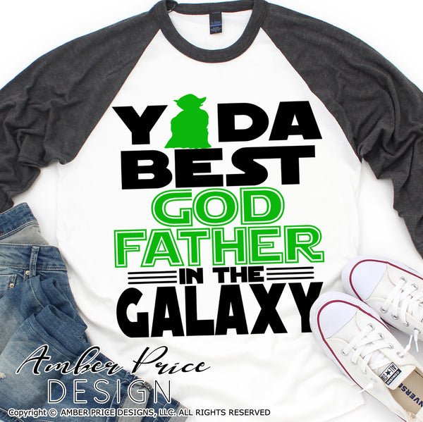 Yoda Best Godfather in the galaxy SVG, Make your own Star wars godfather shirt for father's day gift for him with my unique Star Wars SVG cut file vector for cricut and silhouette cameo files. DXF & PNG sublimation file included. Cricut SVG Files for Cricut Project Ideas SVG Bundles Design Bundles | Amber Price Design