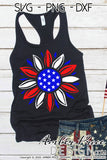 American flag sunflower SVG, Patriotic Sunflower SVG, 4th of July shirt design, cut file for cricut, PNG, DXF, Amber Price Design