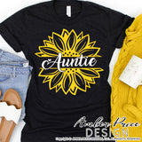 Auntie Sunflower SVG Auntie SVG PNG DXF Aunt SVGs Mother's Day SVG cut file for cricut silhouette craft DIY vector clipart