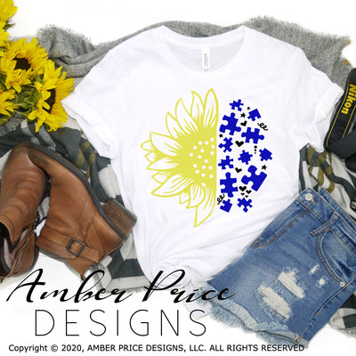 Autism svg, autism Awareness SVG, autistic acceptance SVG, sunflower puzzle pieces svg, April Autism awareness month svg, PNG, DXF, Sublimation, Screen print, File, Digital Download, Instant Download, Design cut file, cricut, Autism Shirt SVG