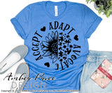 Autism sunflower svg, autism awareness SVG, accept adapt advocate svg, April svg, Puzzle piece, Autism awareness month svg, PNG, DXF, Sublimation, Screen print, File, Digital Download, Instant Download, Design cut file, cricut, Autism Shirt SVG