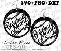 baseball mama earring svg png dxf baseball mom design