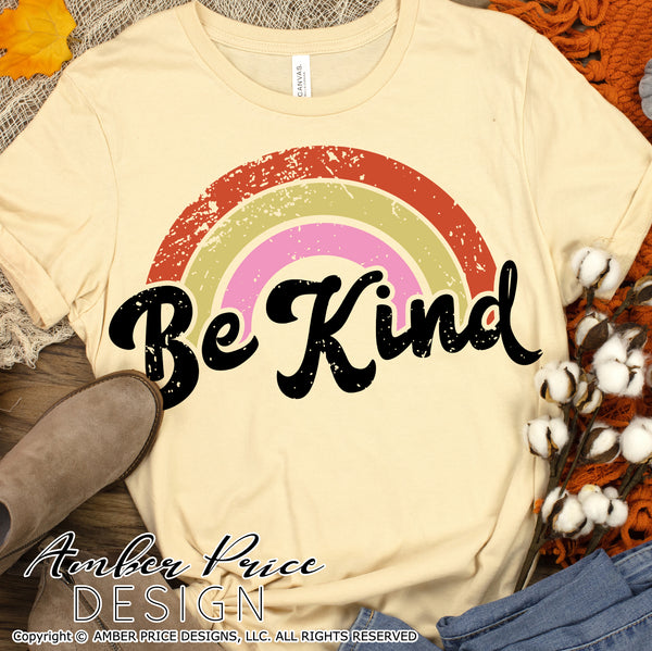 Be Kind retro boho rainbow svg png dxf