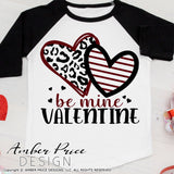 Be Mine, valentine SVG, Cute Kid's Valentine's Day svg, leopard print heart svgs, striped heart shirt svg for v-day school valentine's day shirt craft, DIY Cricut svg silhouette projects vector files for home decor. SVG Silhouette SVG Files for Cricut Project Ideas Simply Crafty SVG Bundles Vector | Amber Price Design 