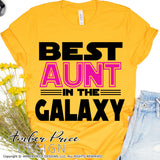 Best aunt in the galaxy SVG, Make your own Star wars Aunt shirt for your aunt / auntie's mother's day gift with my unique Star Wars SVG cut file vector for cricut and silhouette cameo files. DXF and PNG sublimation file included. Cricut SVG Files for Cricut Project Ideas SVG Bundles Design Bundles | Amber Price Design
