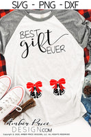 Best Gift Ever SVG Christmas Maternity SVG for winter! Cute DIY Christmas Pregnancy reveal SVG files for all your Maternity shirt projects! Announce you're expecting with our creative twin pregnancy shirt design for winter! Our Pregnancy Announcement SVG is PERFECT for your pregnancy craft! PNG DXF | Amber Price Design