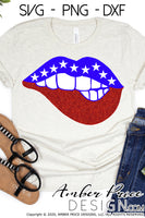 American flag lips svg, biting lip svg, png, dxf, 4th of july svg, glitter sublimation, amber price design, patriotic USA svg, america svg, indpendence day svg