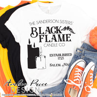 Sanderson Sisters Black flame candle company SVG, Halloween SVG cut file for cricut, silhouette, Halloween shirt SVG, PNG. Hocus Pocus Halloween Shirt Vector for Fall and Autumn. Women's Fall Halloween shirt DXF PNG version also included. SVG Design Bundles. Cute and Unique sublimation PNG file. From Amber Price Design