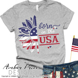 Born in the USA svg, 4th of July sunflower svg, patriotic sunflower svg, usa png, american flag sunflower svg, png dxf, amber price design