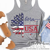 Born in the USA American Flag Sunflower PNG, 4th of July sunflower sublimation file, distressed american flag sunflower png, born in the usa, screen print file, download, amber price design