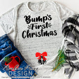 Bump's first Christmas SVG Christmas Maternity SVG for winter! Cute DIY Christmas Pregnancy reveal SVG file for your Maternity shirt project! Announce you're expecting with our creative twin pregnancy shirt design for winter! My Pregnancy Announcement SVG is PERFECT for your pregnancy craft PNG DXF | Amber Price Design