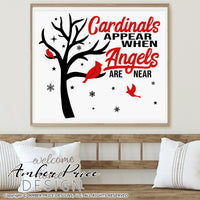 Cardinals SVG cardinal appear when Angels are near svg remembrance bereavement svgs, encouragement after loss, Cardinal SVG craft, christmas ornament SVG DIY Cricut and silhouette projects vector file home decor. SVG Silhouette SVG  Files for Cricut Project Ideas Simply Crafty SVG Bundles Vector | Amber Price Design 