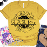 Choose Joy SVG, PNG, DXF, Split Sunflower SVG, Christian SVG, Sunflower clipart, cut file, inspirational quote, shirt mug design, Cricut svg, silhouette cameo cut file, cute uplifting svg, girly svgs, DIY files, sunflower shirt svg